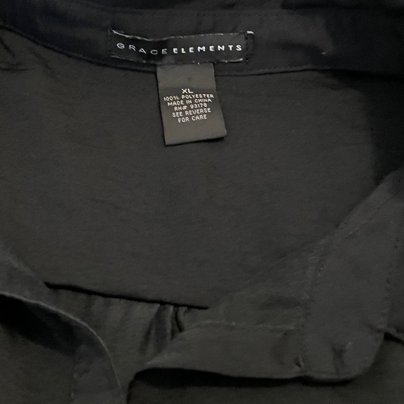 Grace Elements Black Embroidered Button Down Shirt / Tunic - Picture 3 of 4